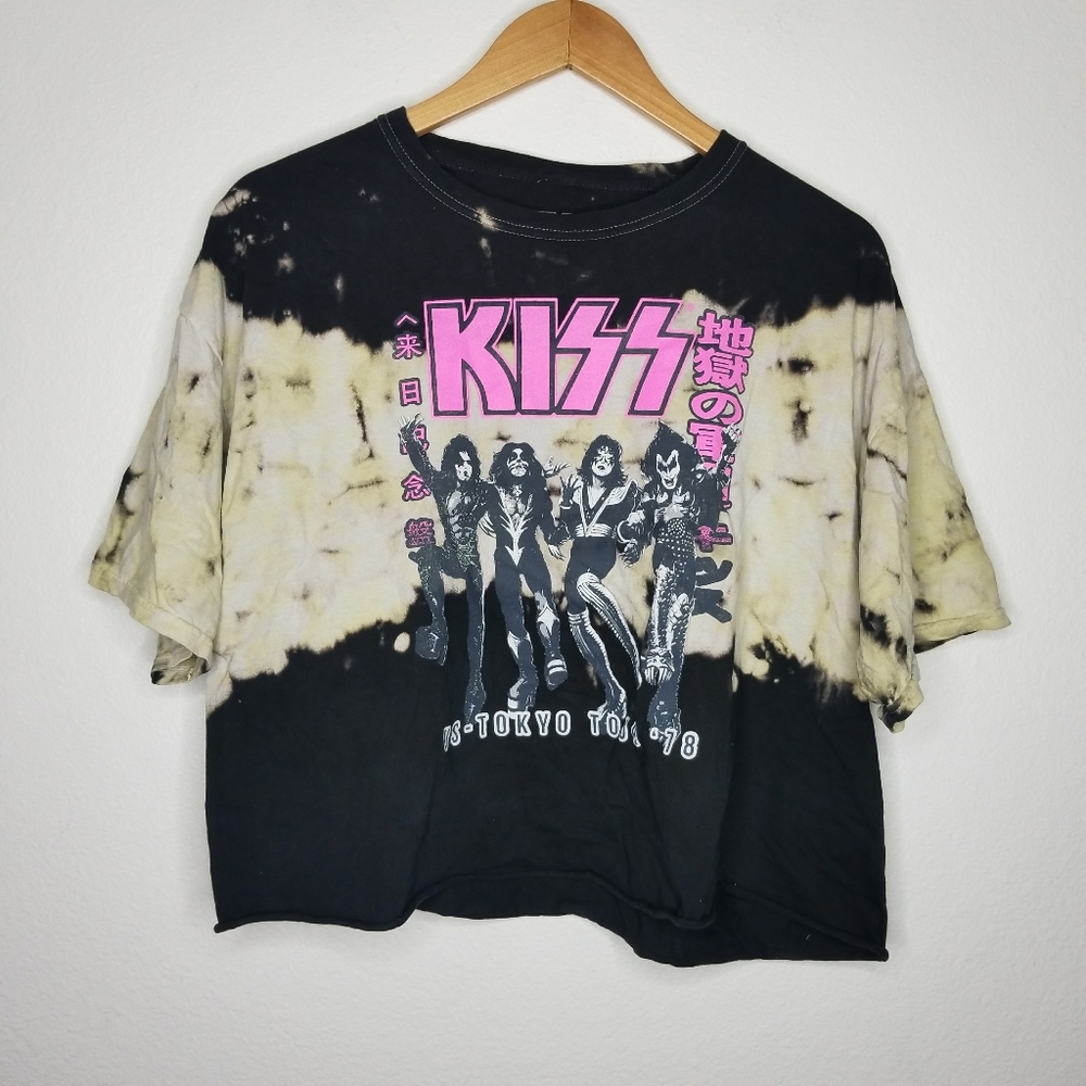 KISS White Bleach Tie Dye Crop Us-Tokyo Tour 1978